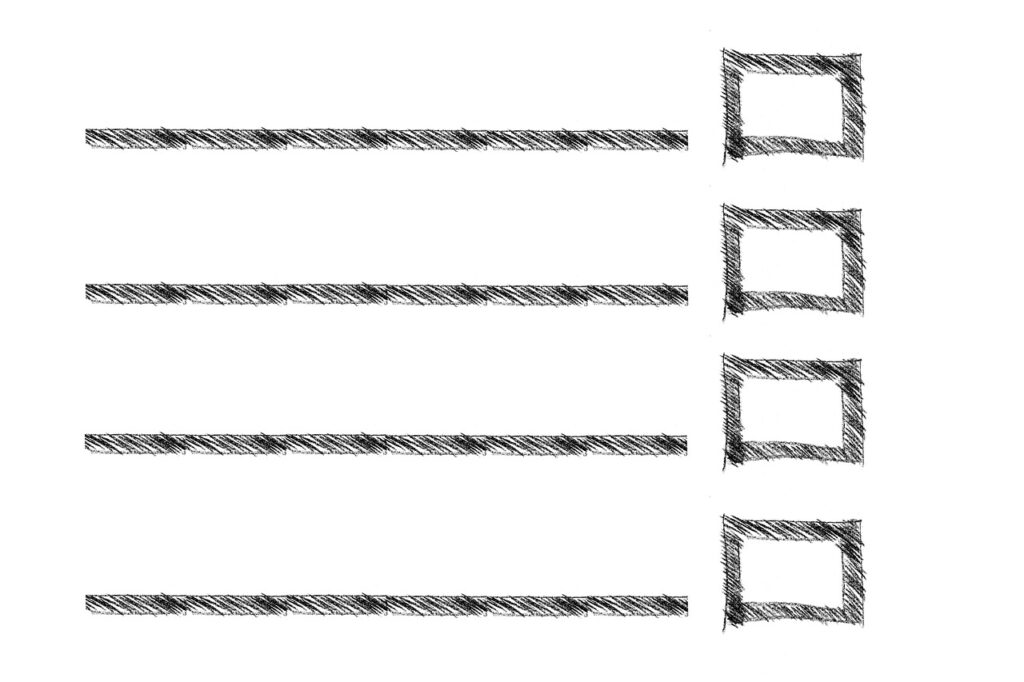 rectangle, list, lines, grocery list, box, sketch, dashed, hatching, hatched, texture, strokes, structure, list, list, list, list, list