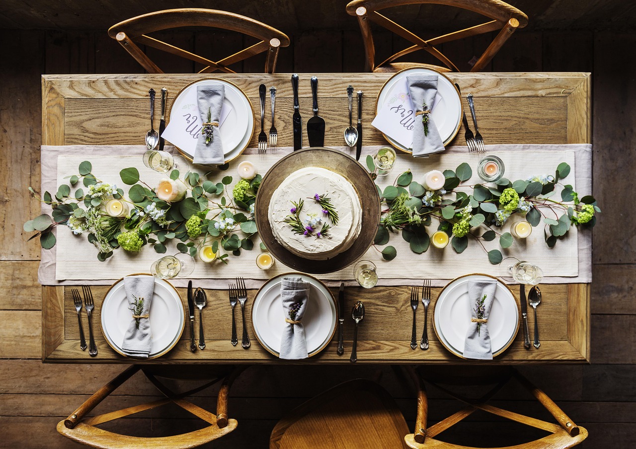 champagne, decoration, flower background, dining, dining table, dish, event, fancy, flower, lunch, nature, meal, party, beautiful flowers, present, restaurant, seats, service, setting, silverware, supper, table, tableware, flower wallpaper, wine, wooden table