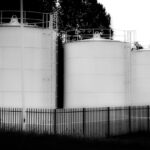 black and white, tank, nature, fence, trees, technique, water purification, pumping station