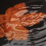foliage leaf in the water, sheet in the water, waves