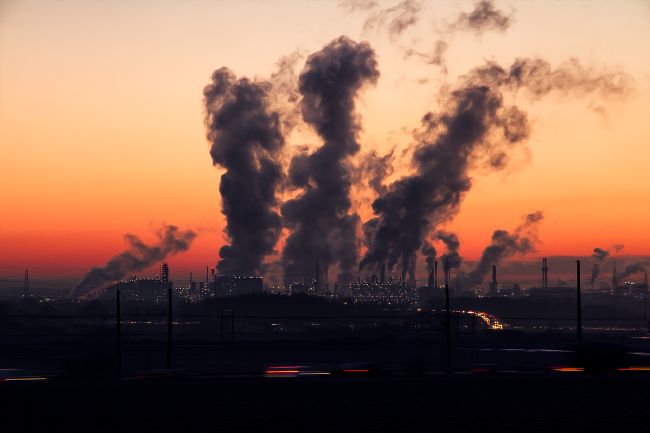 industry, sunset, nature, pollution, dusk, twilight, smoke, fumes, air pollution, industrial plant, sunrise, chimney, smog, evening sky, power plant, exhaust, factory