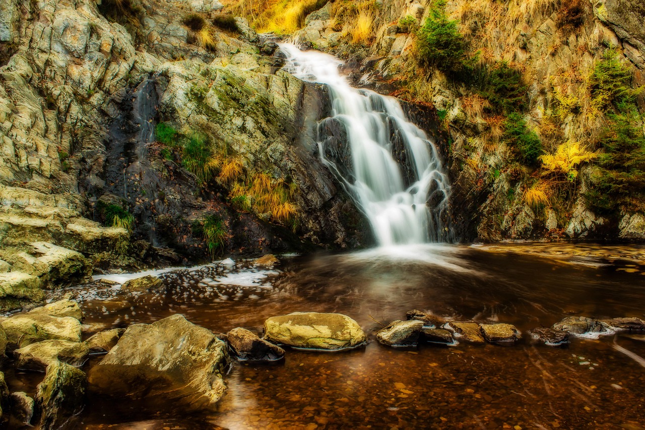 waterfall, water, little waterfall, flow, waters, gush, stones, nature, fall, rock face, rock, trees, trees in the rocks, natural spectacle, waterfall in longfaye, east belgium, water rich in pyrite, autumn mood, waterfall, waterfall, waterfall, waterfall, waterfall, rock face, trees
