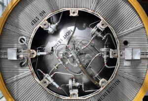 rocket, europa, astris, third stage, third, stage, top, fuel, fuel tank, instruments, manifold, tube, tubing, connector, liquid, propellant, aerozin, oxidator, nitrogen, tetraoxide, germany, museum, oberschleisheim, nitrogen, nitrogen, nitrogen, nitrogen, nitrogen